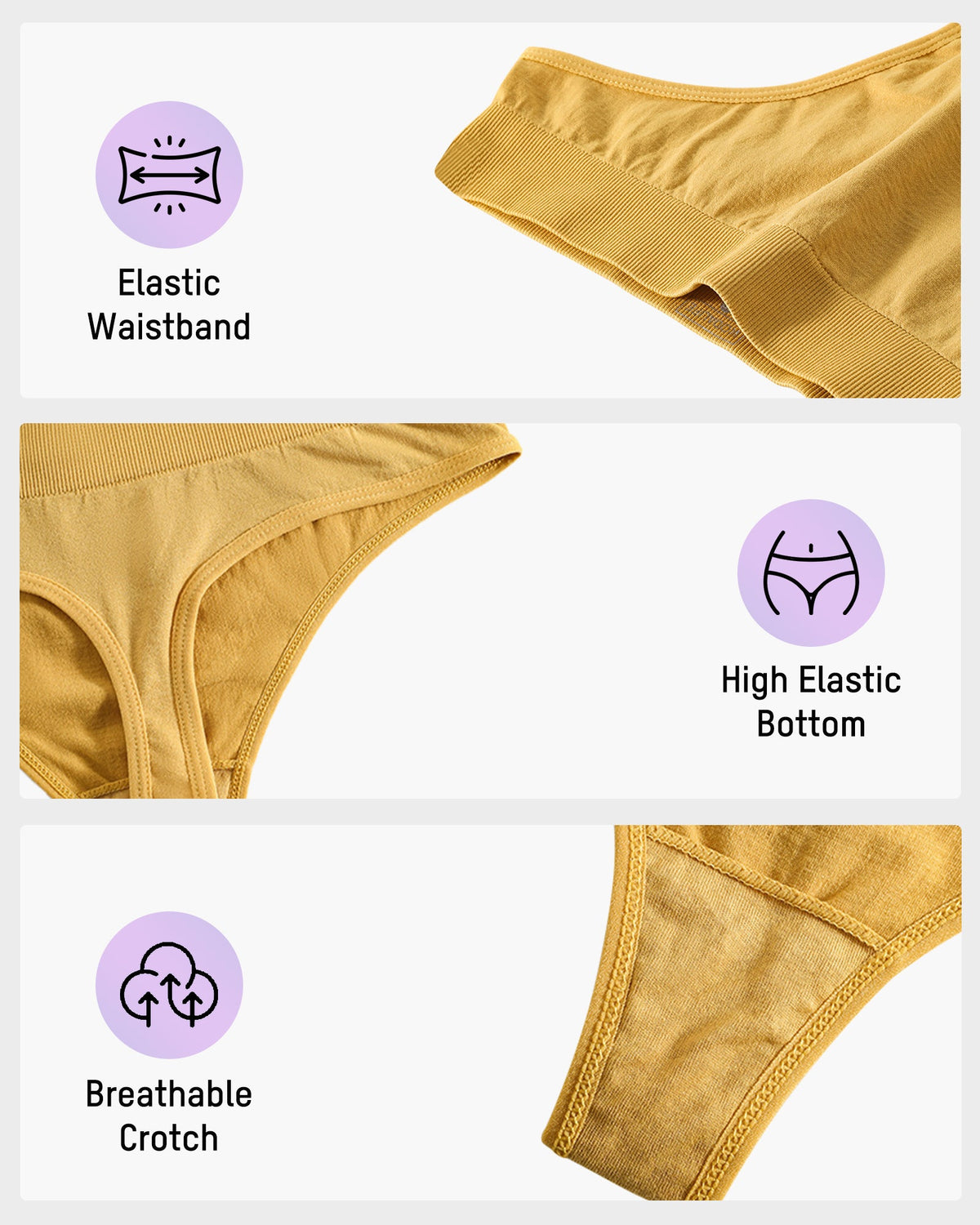 Comfort Seamless Sport Thong Panties (9 Pack)