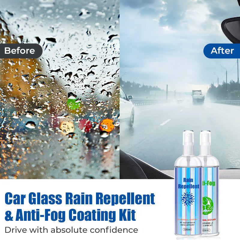🚗 Auto Glas Regenabweiser & Anti-Beschlag Set - Erzeugt unsichtbare Schutzschicht für verbesserte Sicht bei allen Wetterbedingungen 🌧️🔮
