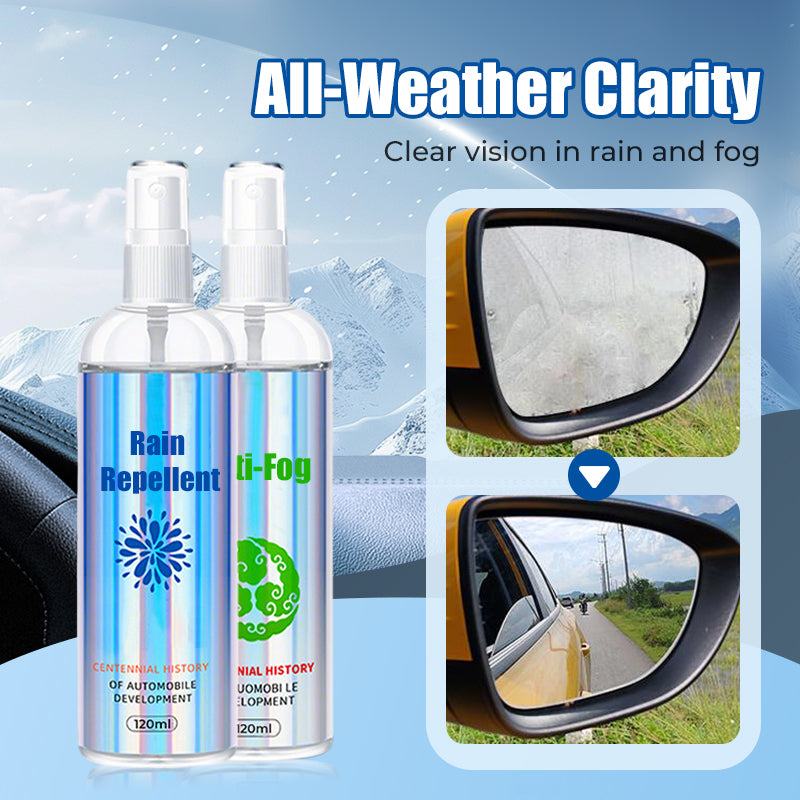 🚗 Auto Glas Regenabweiser & Anti-Beschlag Set - Erzeugt unsichtbare Schutzschicht für verbesserte Sicht bei allen Wetterbedingungen 🌧️🔮